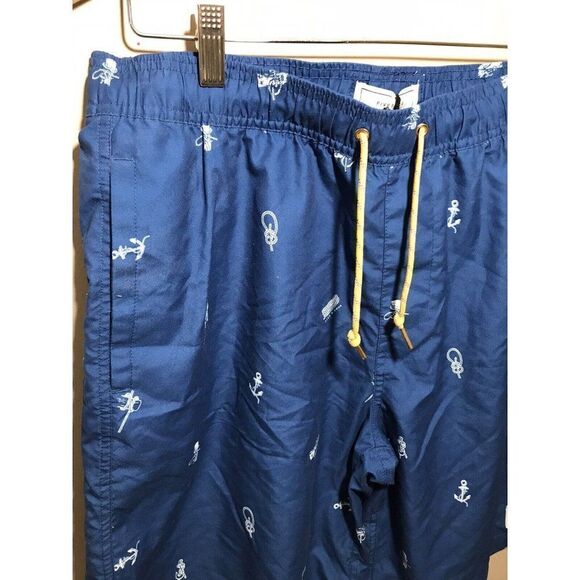 Five Four Hyannis Nautical Print‎ Swim Trunks Pocket Drawstring Sz 33 Blue NWT - Picture 6 of 6